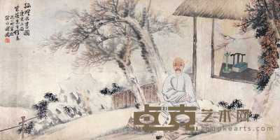 徐祥 沈兆沅 庚寅（1890年）作 孤灯念旧图 横幅 126×64cm